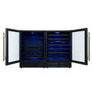 Forno Gemello 48-Inch 9.6 Cu. Ft. Side-by-Side Wine and Beverage Cooler in Black with Antique Brass Handle (FWCDR6699-48BLK)