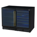 Forno Gemello 48-Inch 9.6 Cu. Ft. Side-by-Side Wine and Beverage Cooler in Black with Antique Brass Handle (FWCDR6699-48BLK)
