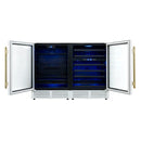 Forno Gemello 48-Inch 9.6 Cu. Ft. Side-by-Side Wine and Beverage Cooler in White with Antique Brass Handle (FWCDR6699-48WHT)
