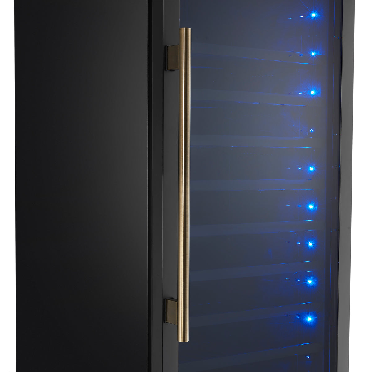 Forno Azienda 24-Inch Built-In Compressor Wine Cooler - Dual Zone - 108 Bottles in Black with Antique Brass Trim
