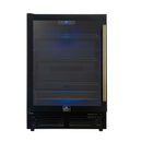 Forno Frescolino 24-Inch Beverage Cooler in Black with Antique Brass Handle, with LED Lighting, Triple Glass Door, 188 Can Capacity, Built-In or Freestanding (FWCDR6665-24BLK)