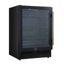 Forno Frescolino 24-Inch Beverage Cooler in Black with Antique Brass Handle, with LED Lighting, Triple Glass Door, 188 Can Capacity, Built-In or Freestanding (FWCDR6665-24BLK)