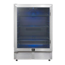 Forno Frescolino 24-Inch Beverage Cooler in Stainless Steel with LED Lighting, Triple Glass Door, 188 Can Capacity, Built-In or Freestanding (FWCDR6665-24S)