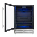Forno Frescolino 24-Inch Beverage Cooler in Stainless Steel with LED Lighting, Triple Glass Door, 188 Can Capacity, Built-In or Freestanding (FWCDR6665-24S)
