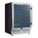 Forno Frescolino 24-Inch Beverage Cooler in Stainless Steel with LED Lighting, Triple Glass Door, 188 Can Capacity, Built-In or Freestanding (FWCDR6665-24S)