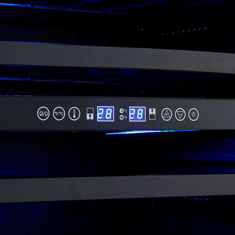 Forno Bachino 24-Inch Wine Cooler in Stainless Steel with LED Lighting, Triple Glass Door, & 51 Bottle Capacity (FWCDR6634-24S)