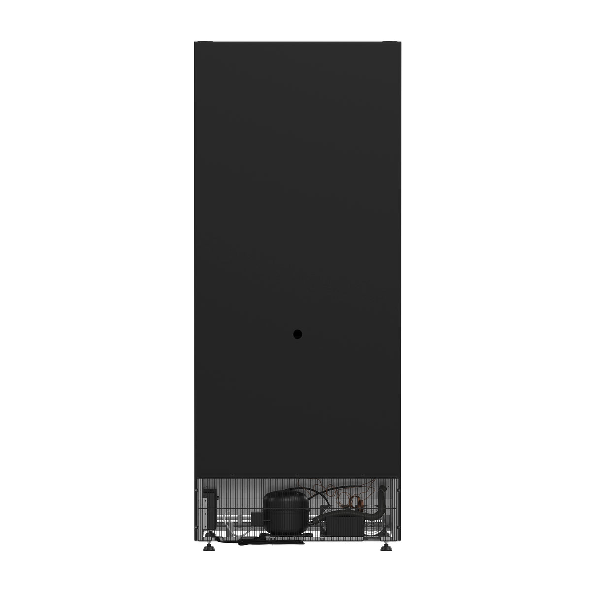 Wine cooler unit with rear vented base and two front leveling feet.