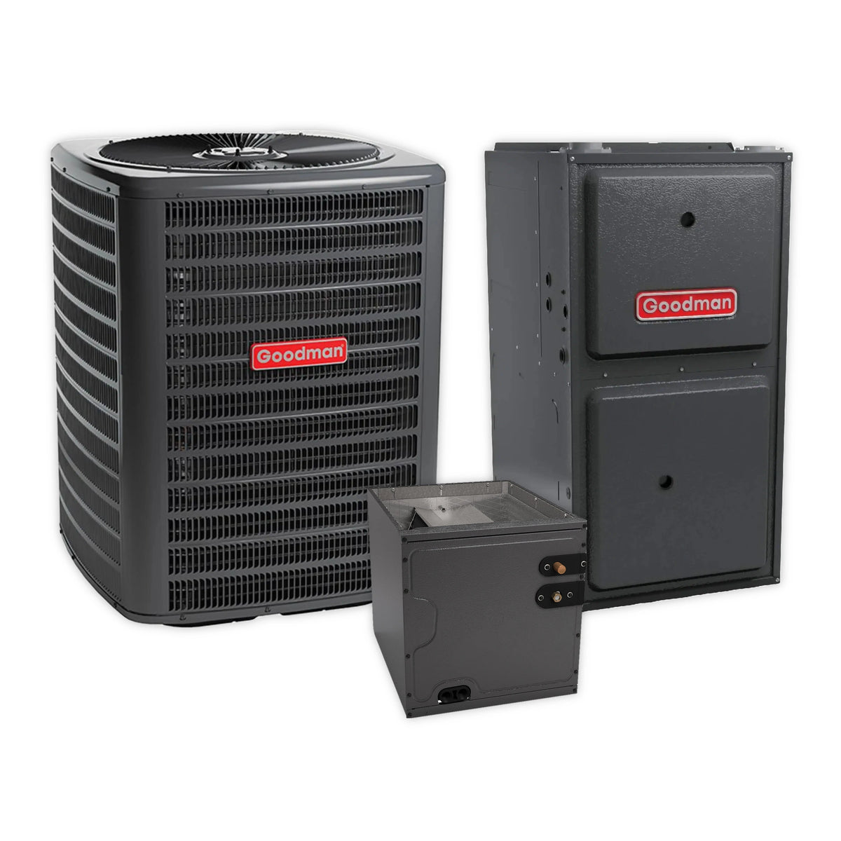 Goodman 1.5 Ton 13.8 SEER2 R-32 Central Air Conditioner, 96% AFUE 60K BTU Gas Furnace and Evaporator Coil