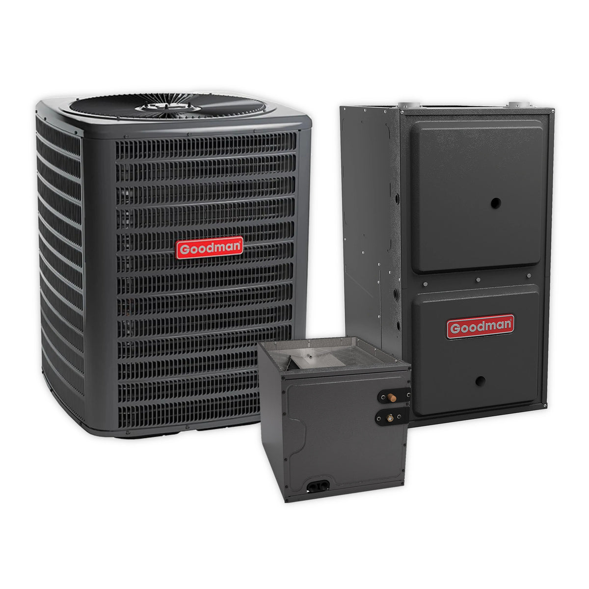 Goodman 4 Ton 13.4 SEER2 R-32 Central Air Conditioner, 92% AFUE 80K BTU Gas Furnace and Evaporator Coil