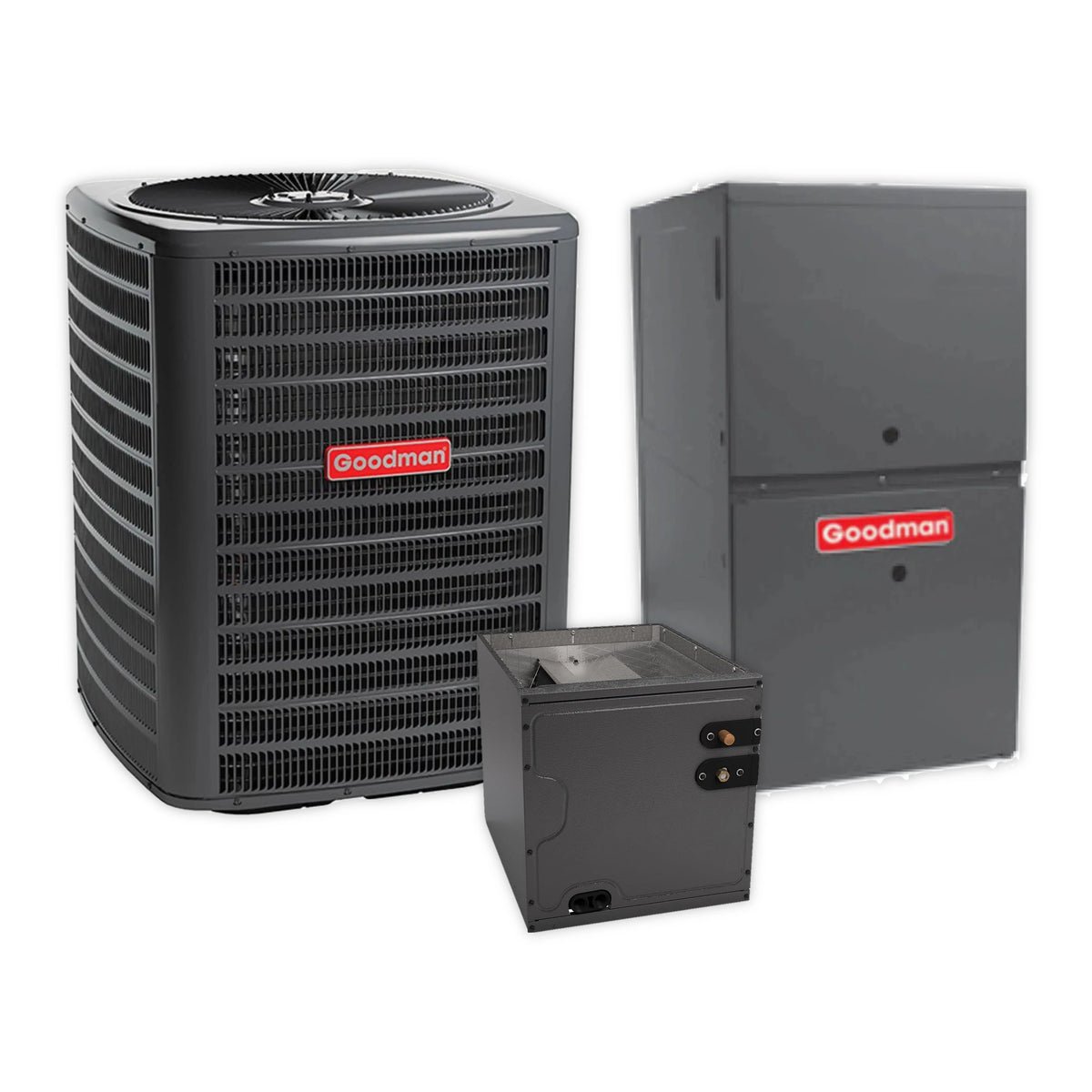 Goodman 5 Ton 13.5 SEER2 R-32 Central Air Conditioner, 80% AFUE 80K BTU Gas Furnace and Evaporator Coil