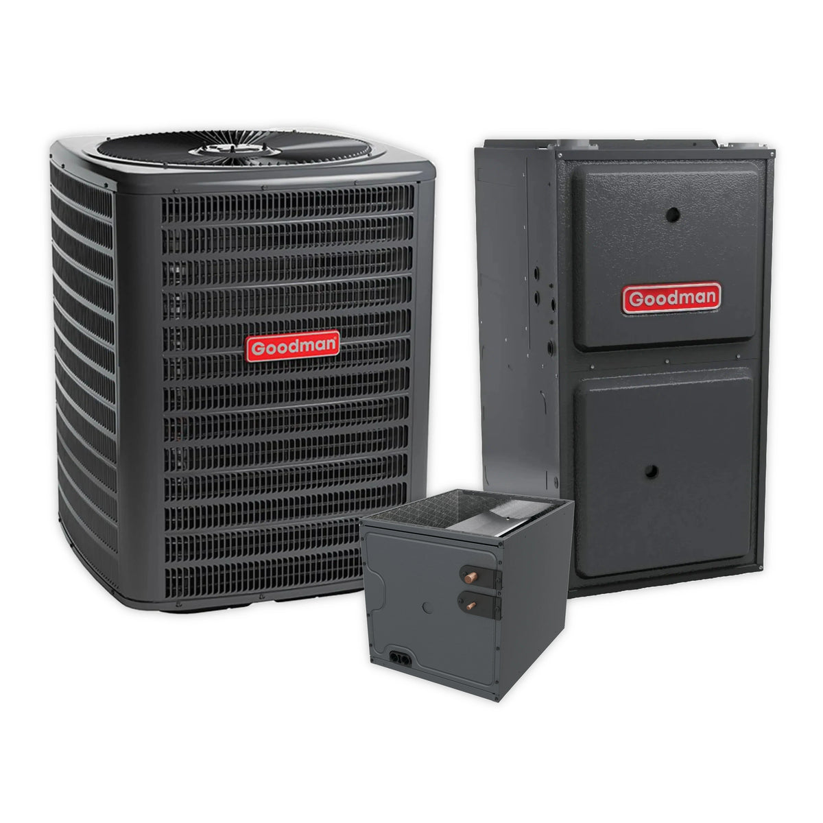 Goodman 1.5 Ton 15.2 SEER2 R-32 Central Air Conditioner, 96% AFUE 40K BTU Gas Furnace and Evaporator Coil