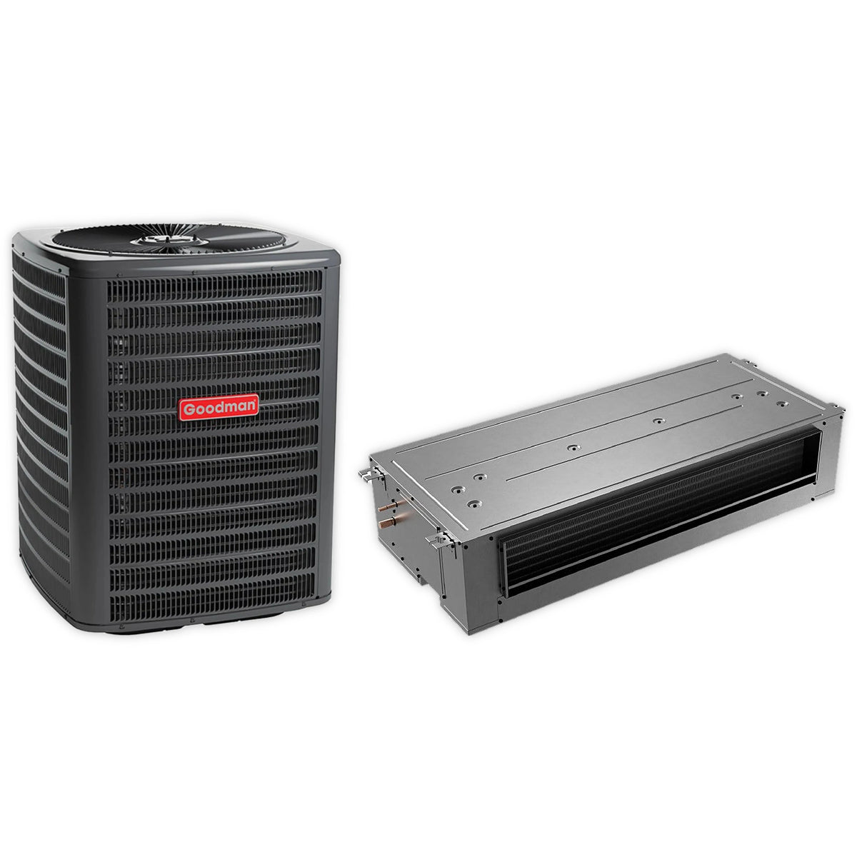 Goodman 2 Ton 14.3 SEER2 R-32 Central Air Conditioner and Ceiling-Mount Air Handler with 6kW Heat Kit