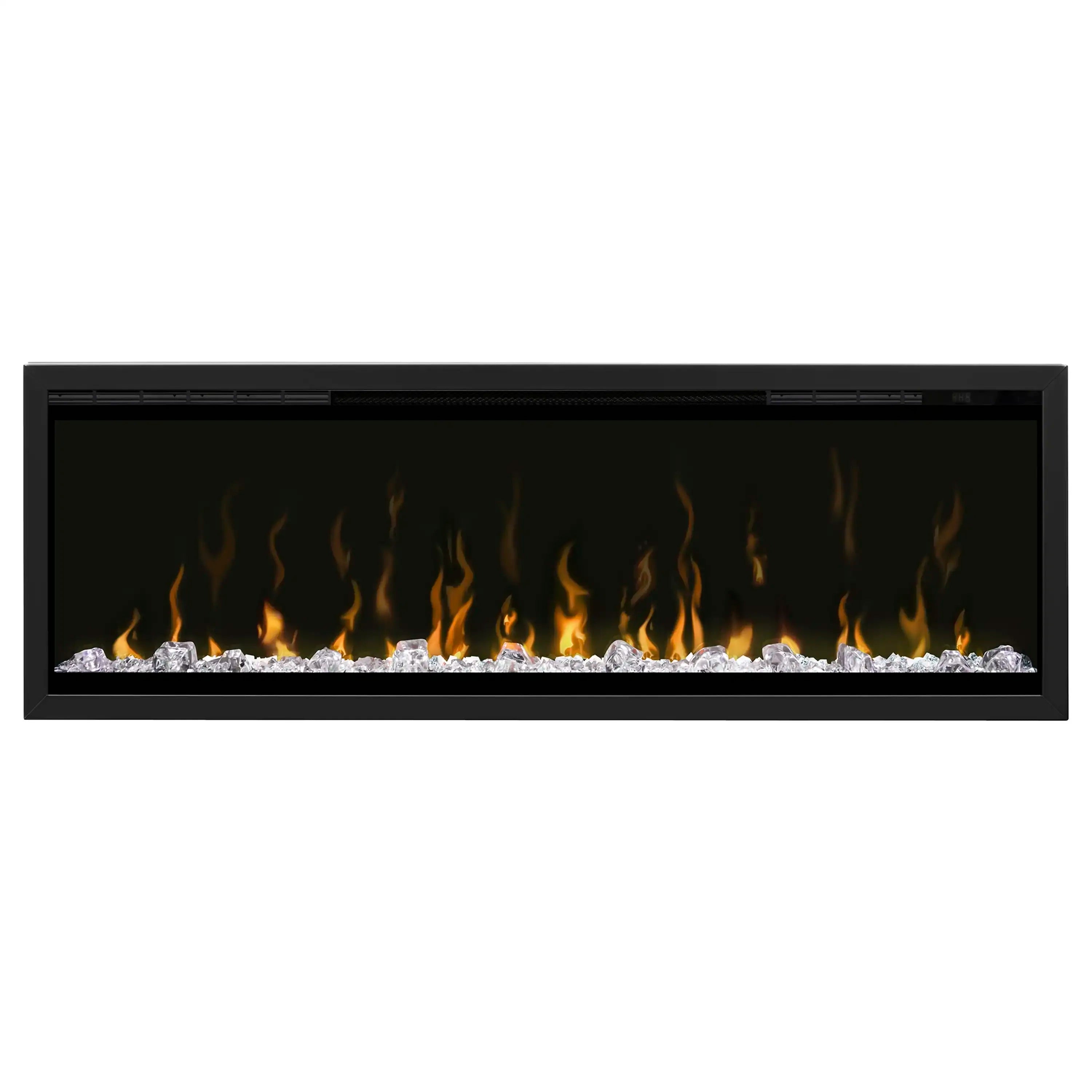 Fireplace trim frame with visible flame row and black surround