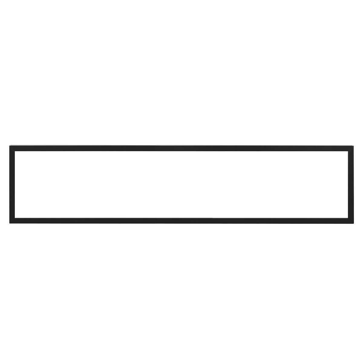 Black rectangular fireplace trim kit frame, flat view