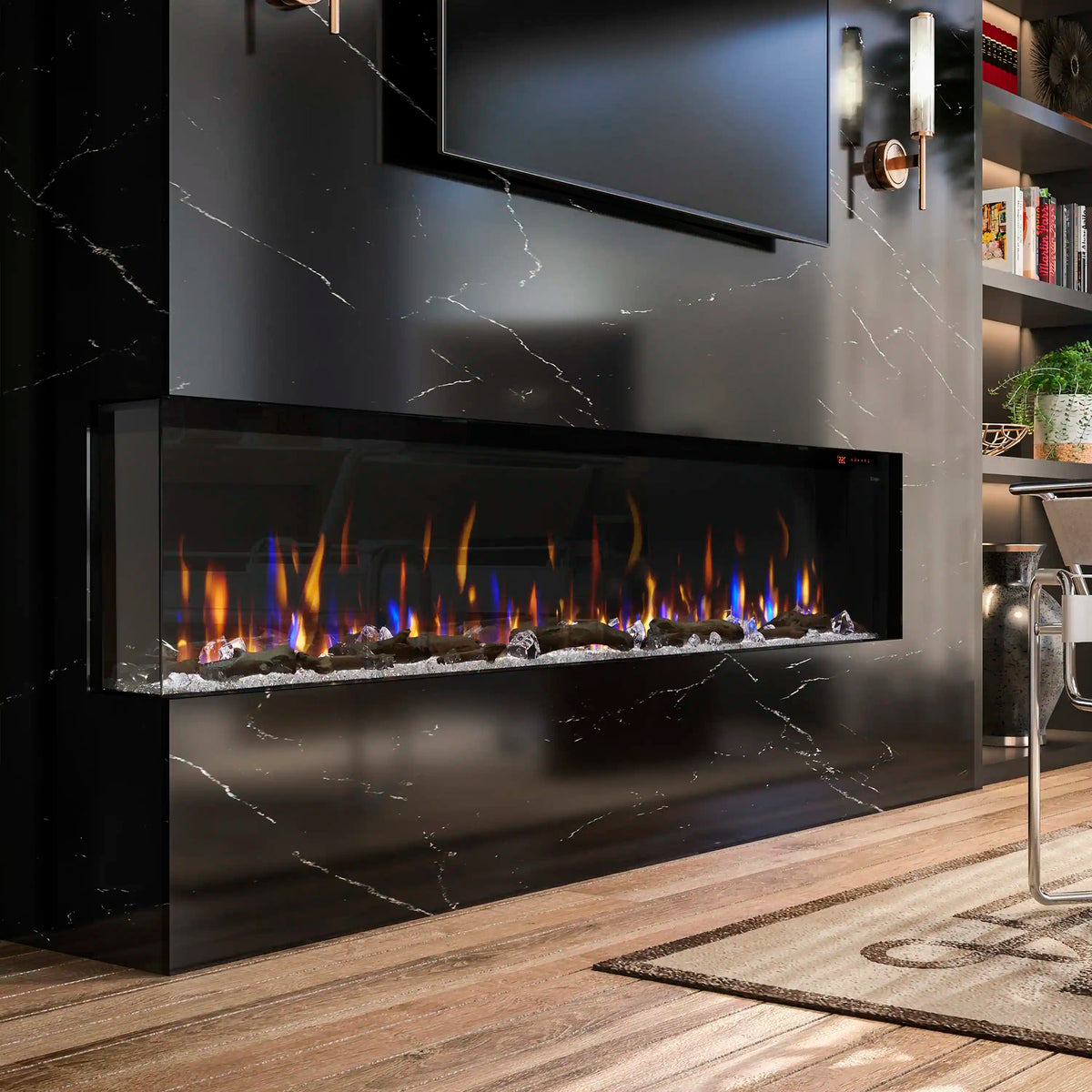Electric fireplace faux wood logs for the ember bed
