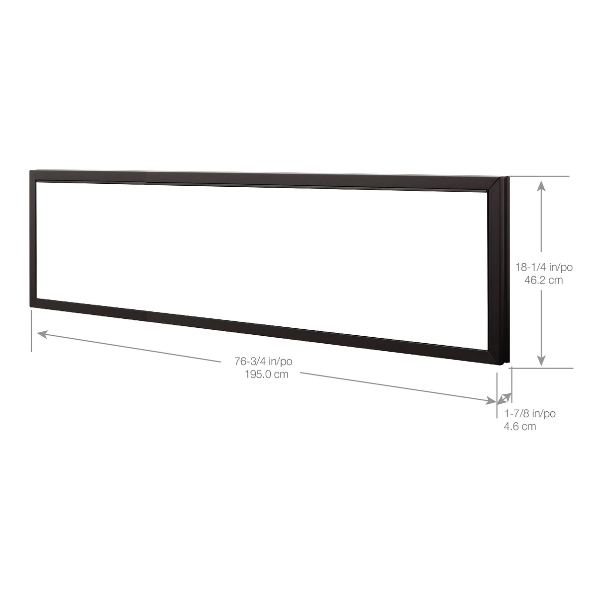 74-inch fireplace trim kit dimensions diagram with black frame