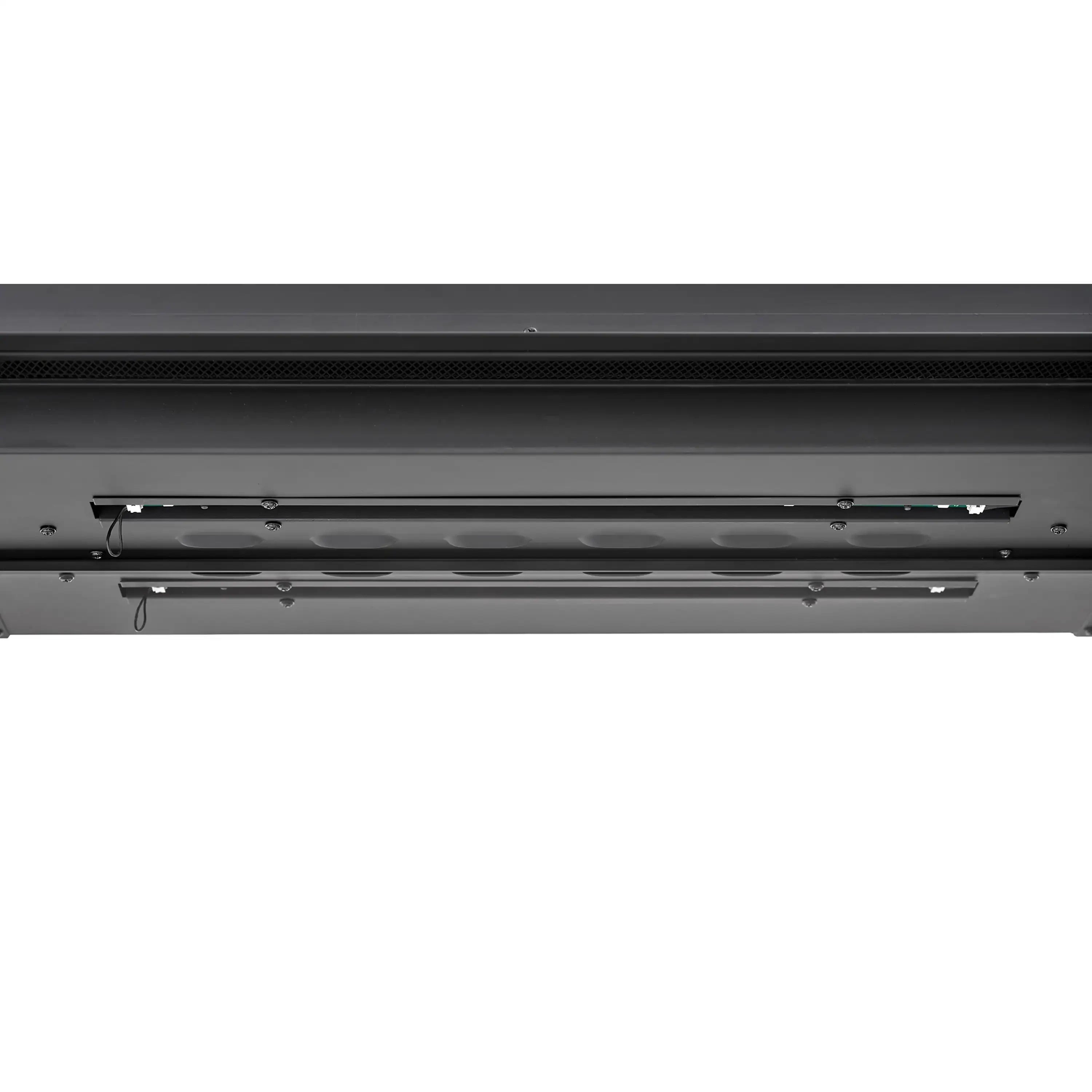 Built-in linear electric fireplace underside vent and heating element housing