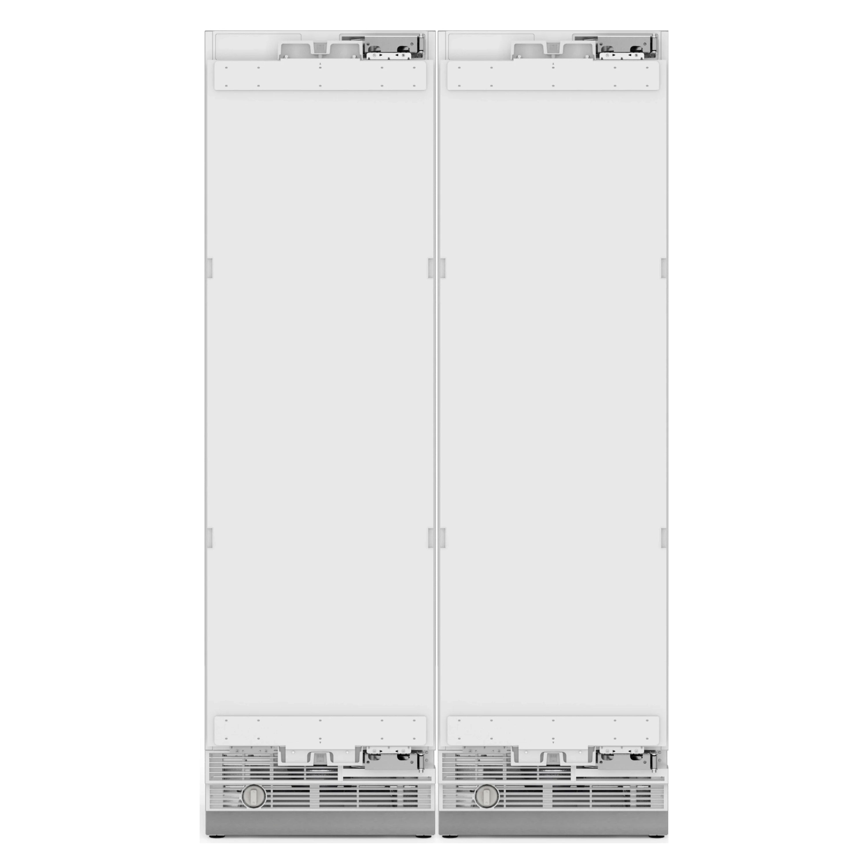 Panel-ready built-in refrigerator-freezer column pair with side-by-side blank doors