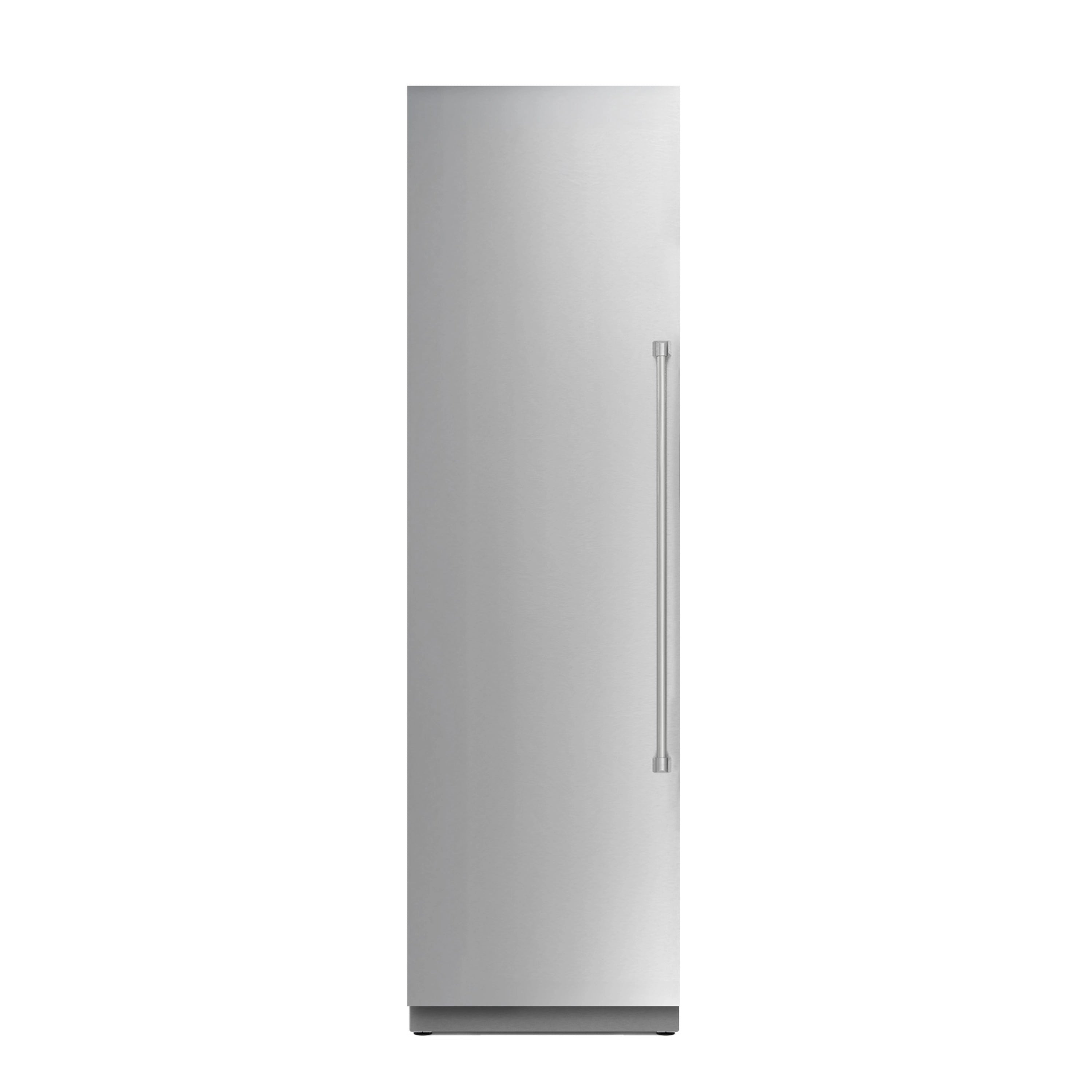 Stainless column freezer side view with vertical handle