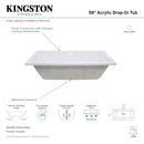 Kingston Brass Aqua Eden 59" Acrylic Rectangular Drop-In Tub with Center Drain, Glossy White (XVTPN593017C)