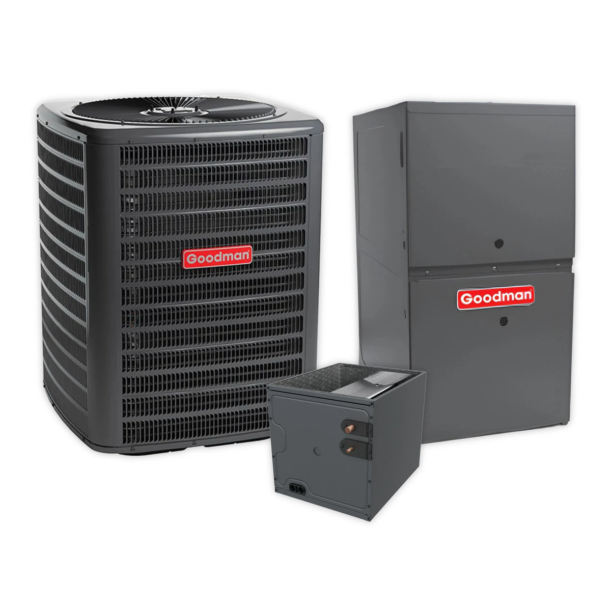 Goodman 3 Ton 14.5 SEER2 R-32 Heat Pump, 80% AFUE 80K BTU Gas Furnace and Evaporator Coil