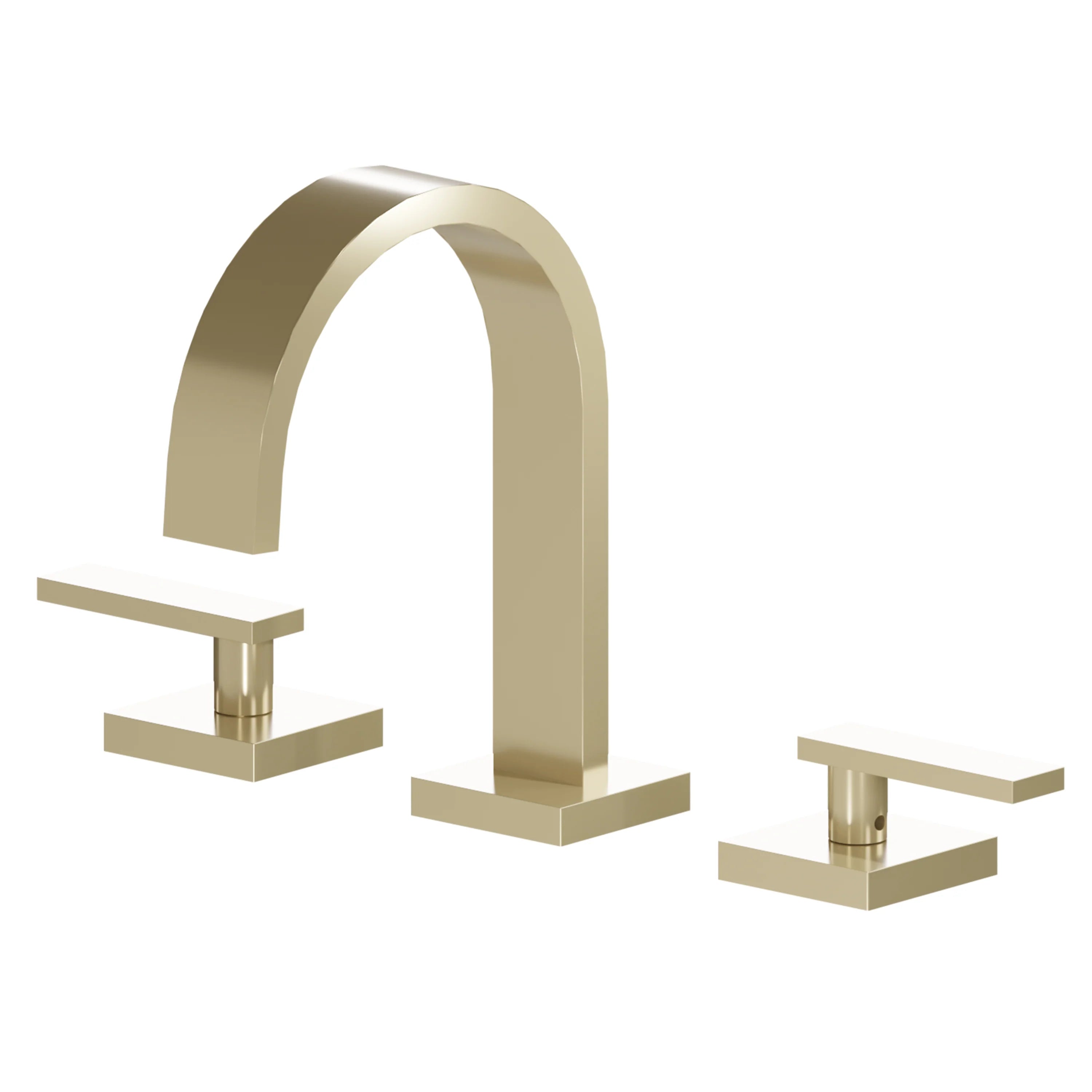 Champagne bronze bathroom faucet with arched spout and deck-mounted controls