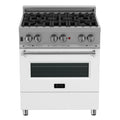 ZLINE 30-inch Legacy Series Dual Fuel Range in Fingerprint Resistant Satin Stainless Steel with White Matte Door (RAS-WM-30)