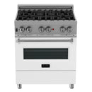ZLINE 30-inch Legacy Series Dual Fuel Range in Fingerprint Resistant Satin Stainless Steel with White Matte Door (RAS-WM-30)