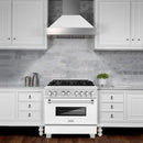 ZLINE 36-inch Legacy Series Dual Fuel Range in Fingerprint Resistant Satin Stainless Steel with White Matte Door (RAS-WM-36)