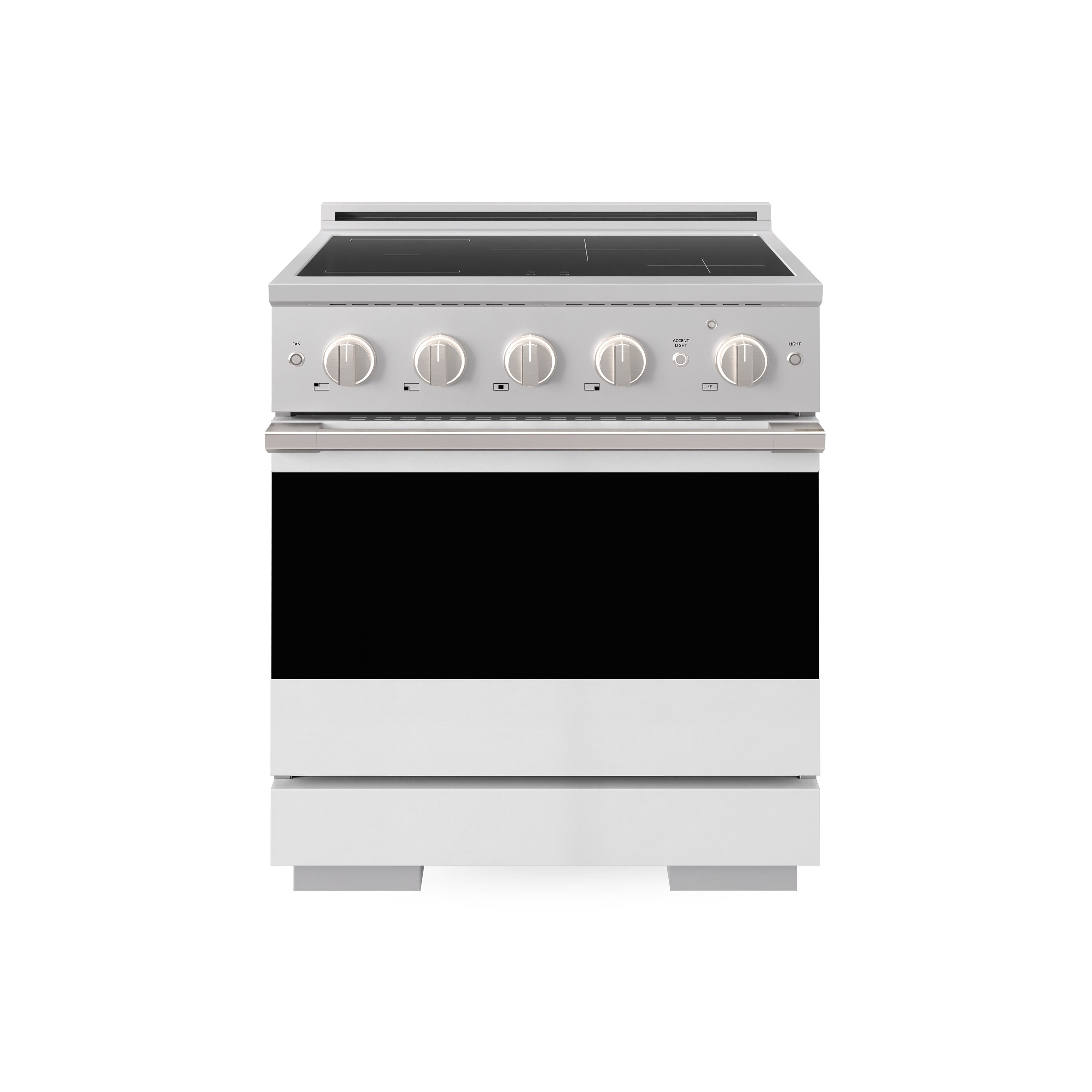 ZLINE 30-Inch 4.2 cu. ft. Marino Induction Range with 4 Element Cooktop and Electric Convection Oven in Stainless Steel with White Matte Door (MINR-WM-30)