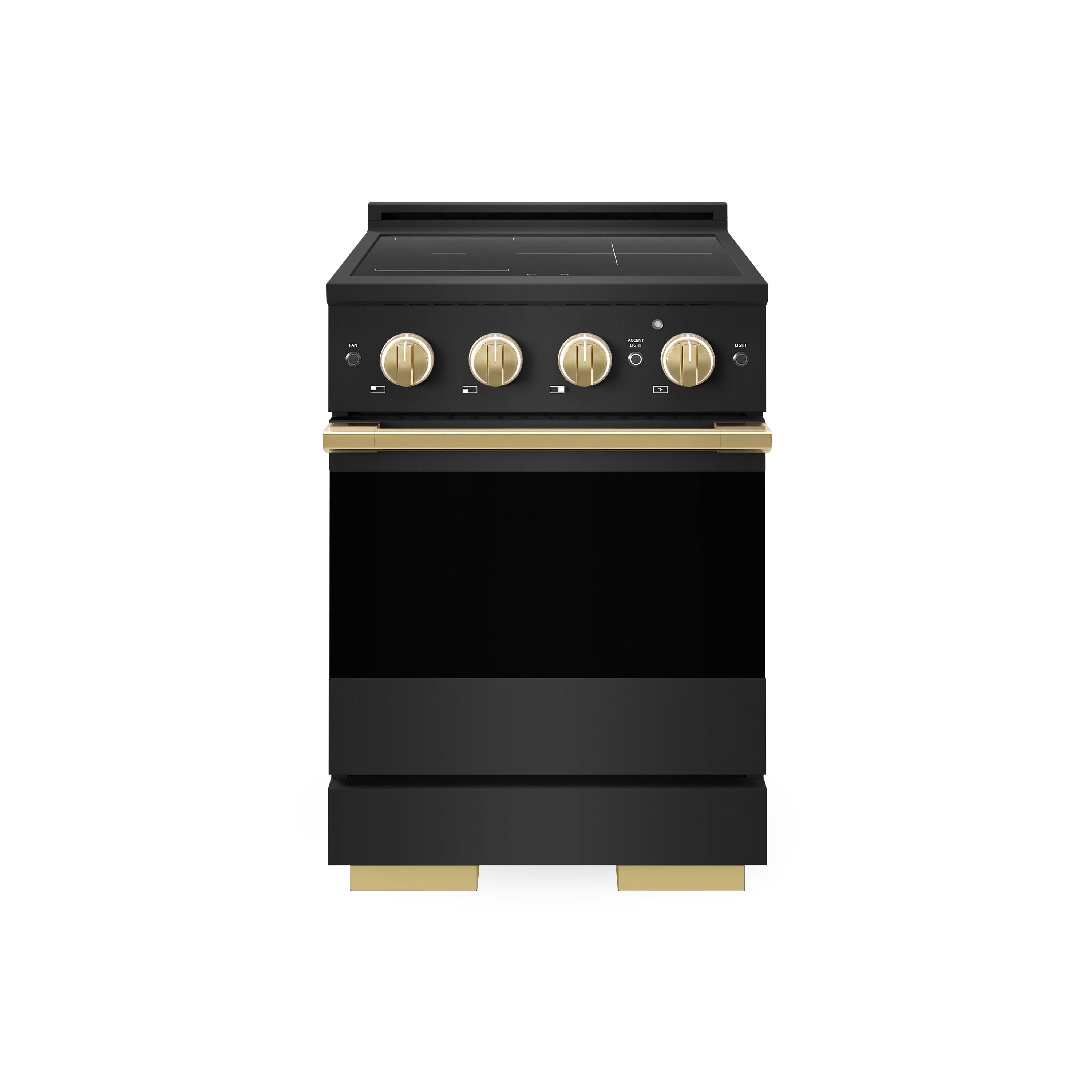 ZLINE Autograph Edition 24-Inch 3.2 cu. ft. Marino Induction Range with 3 Element Cooktop and Electric Convection Oven in Black Stainless Steel with Polished Gold Accents (MINRBZ-24-G)