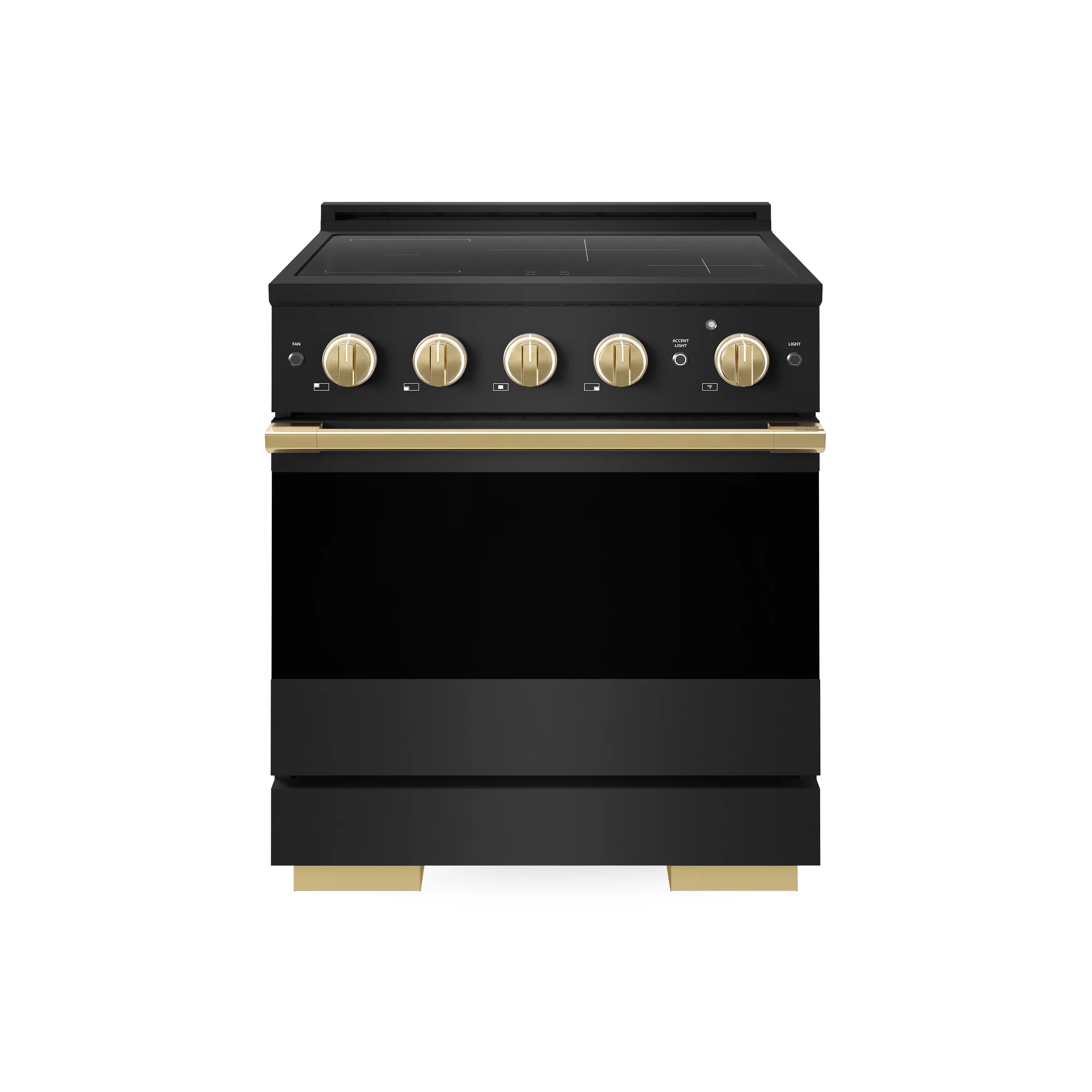 ZLINE Autograph Edition 30-Inch 4.2 cu. ft. Marino Induction Range with 4 Element Cooktop and Electric Convection Oven in Black Stainless Steel with Polished Gold Accents (MINRBZ-30-G)