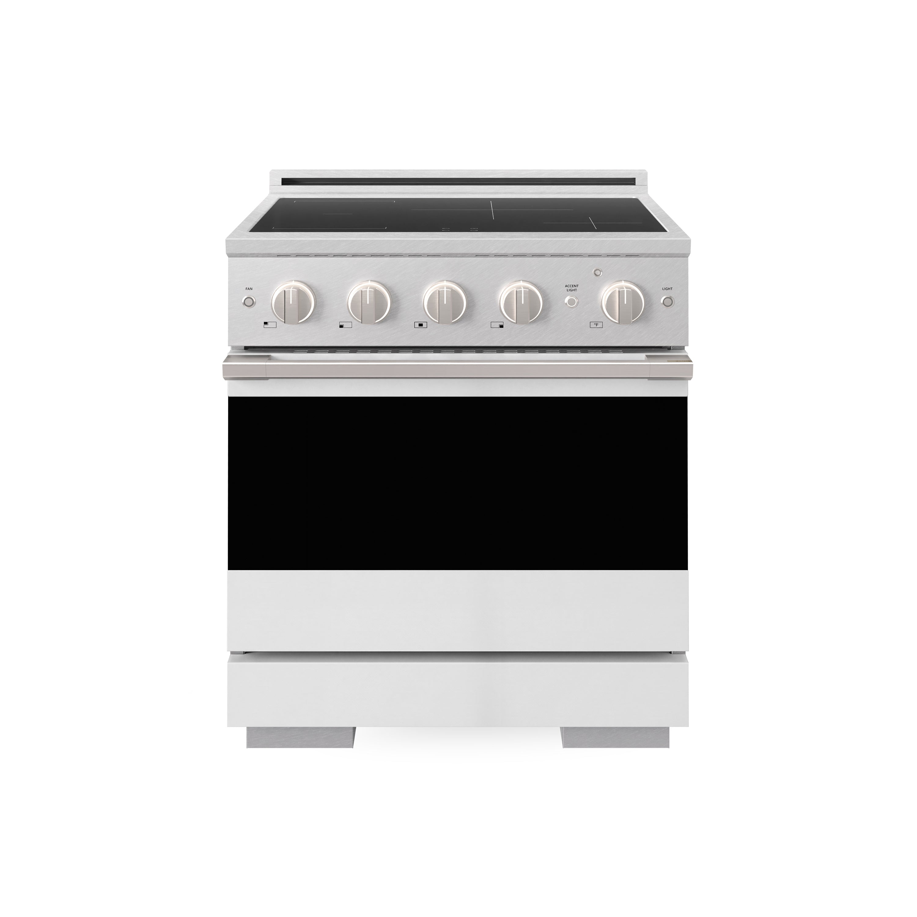 ZLINE 30-Inch 4.2 cu. ft. Marino Induction Range with 4 Element Cooktop and Electric Convection Oven in Satin Stainless Steel with White Matte Door (MINRS-WM-30)
