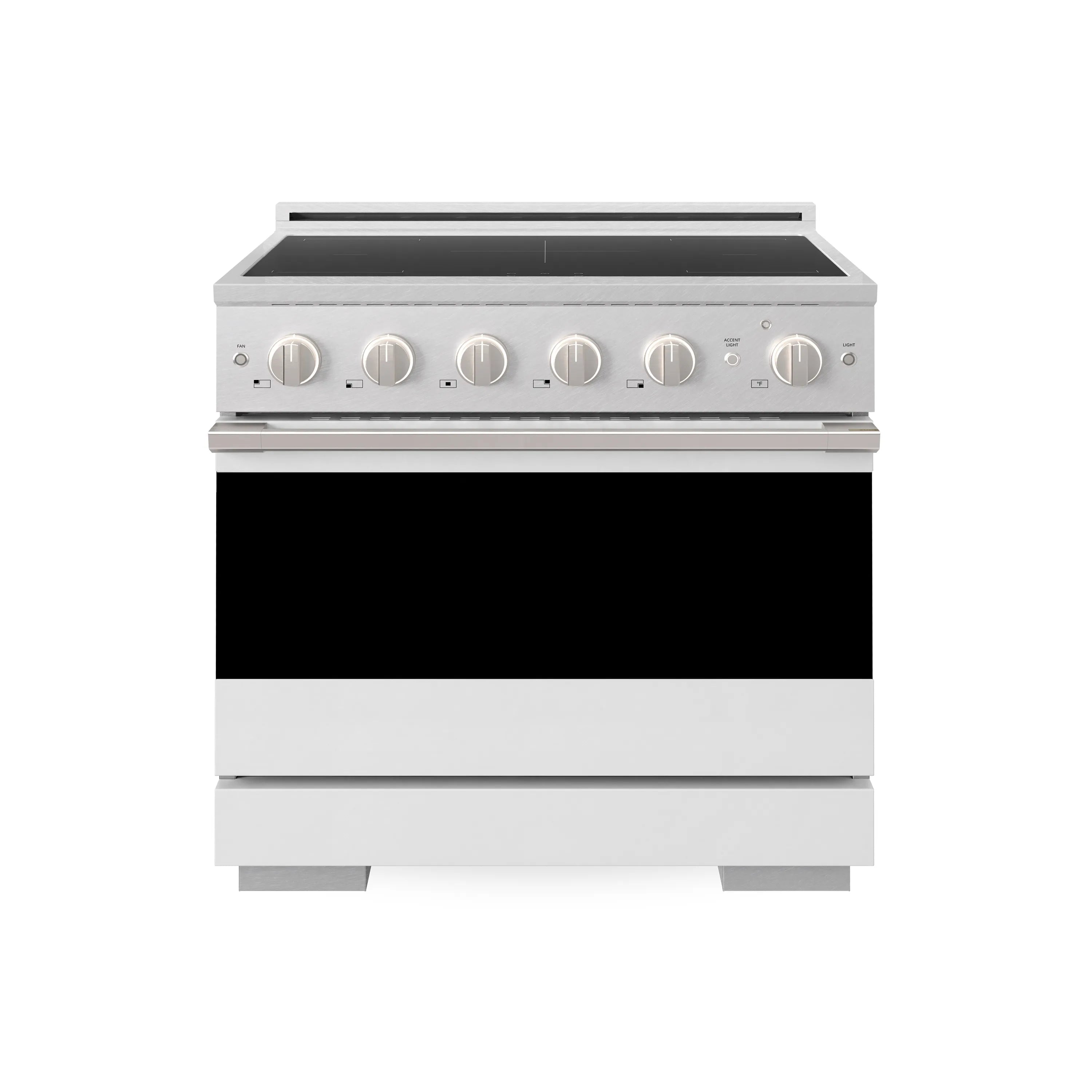 ZLINE 36-Inch 5.2 cu. ft. Marino Induction Range with 5 Element Cooktop and Electric Convection Oven in Satin Stainless Steel with White Matte Door (MINRS-WM-36)