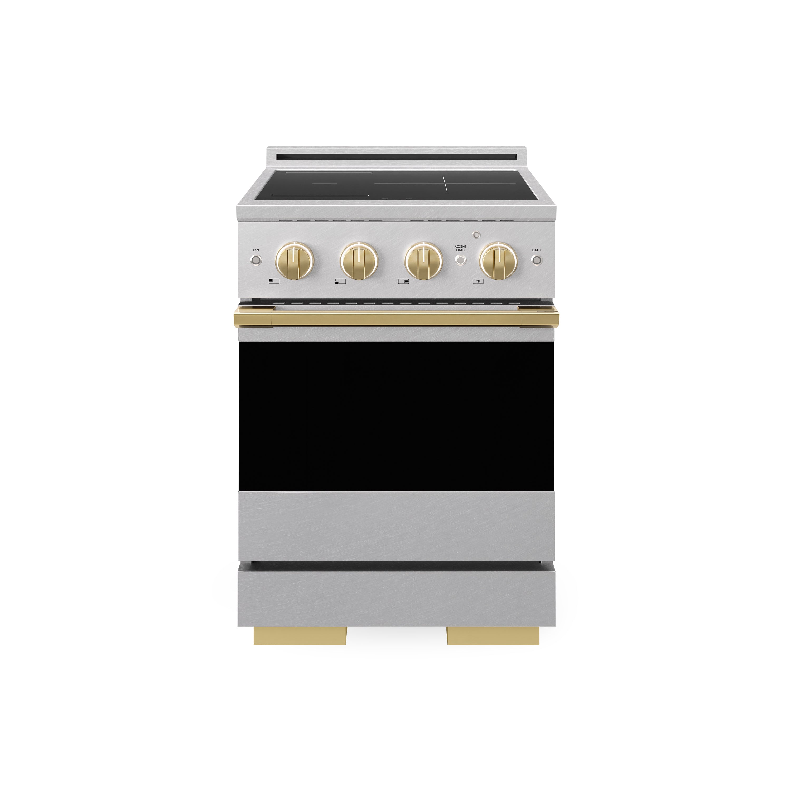 ZLINE Autograph Edition 24-Inch 3.2 cu. ft. Marino Induction Range with 3 Element Cooktop and Electric Convection Oven in Satin Stainless Steel with Polished Gold Accents (MINRSZ-24-G)
