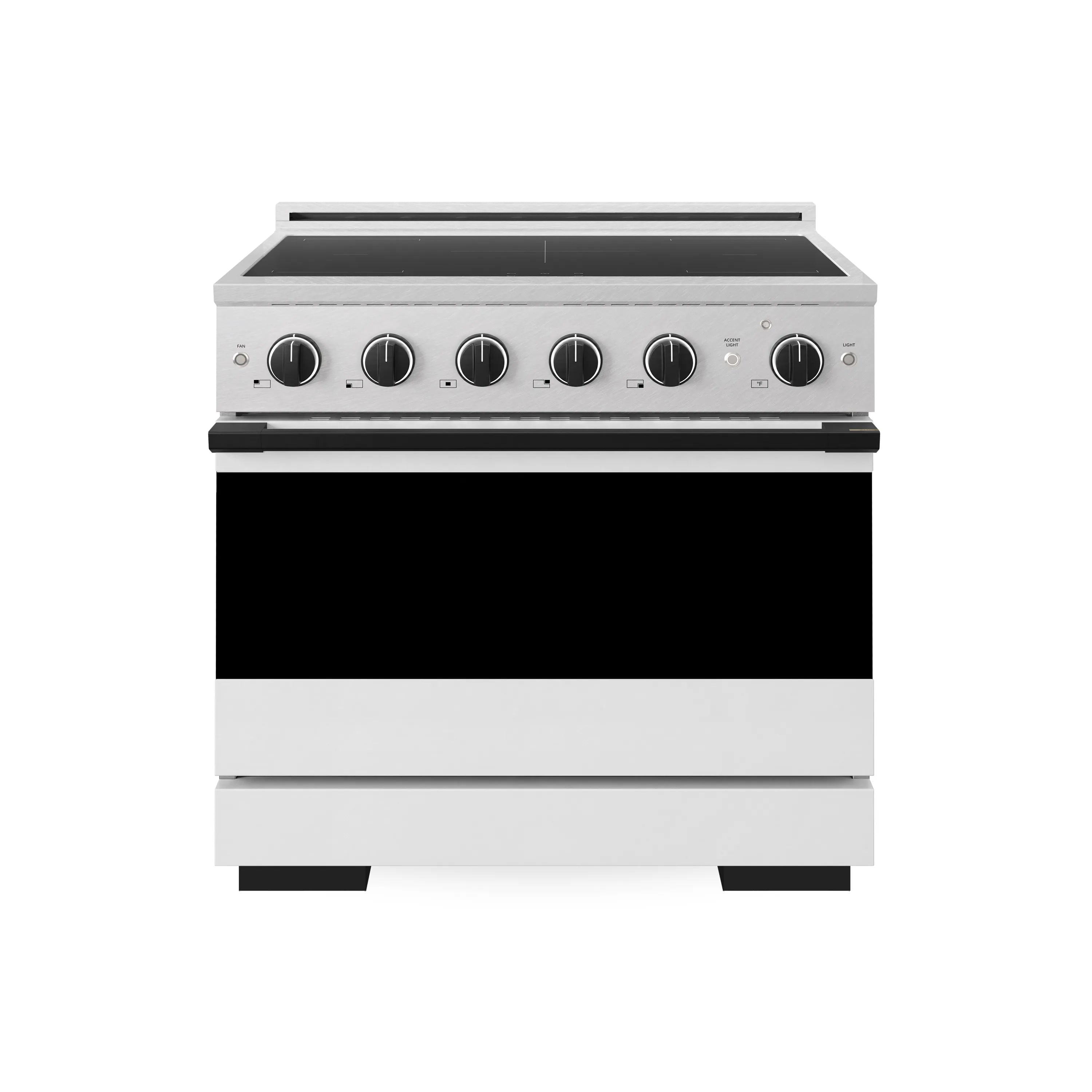 ZLINE Autograph Edition 36-Inch 5.2 cu. ft. Marino Induction Range with 5 Element Cooktop and Electric Convection Oven in Satin Stainless Steel with White Matte Door and Matte Black Accents (MINRSZ-WM-36-MB)