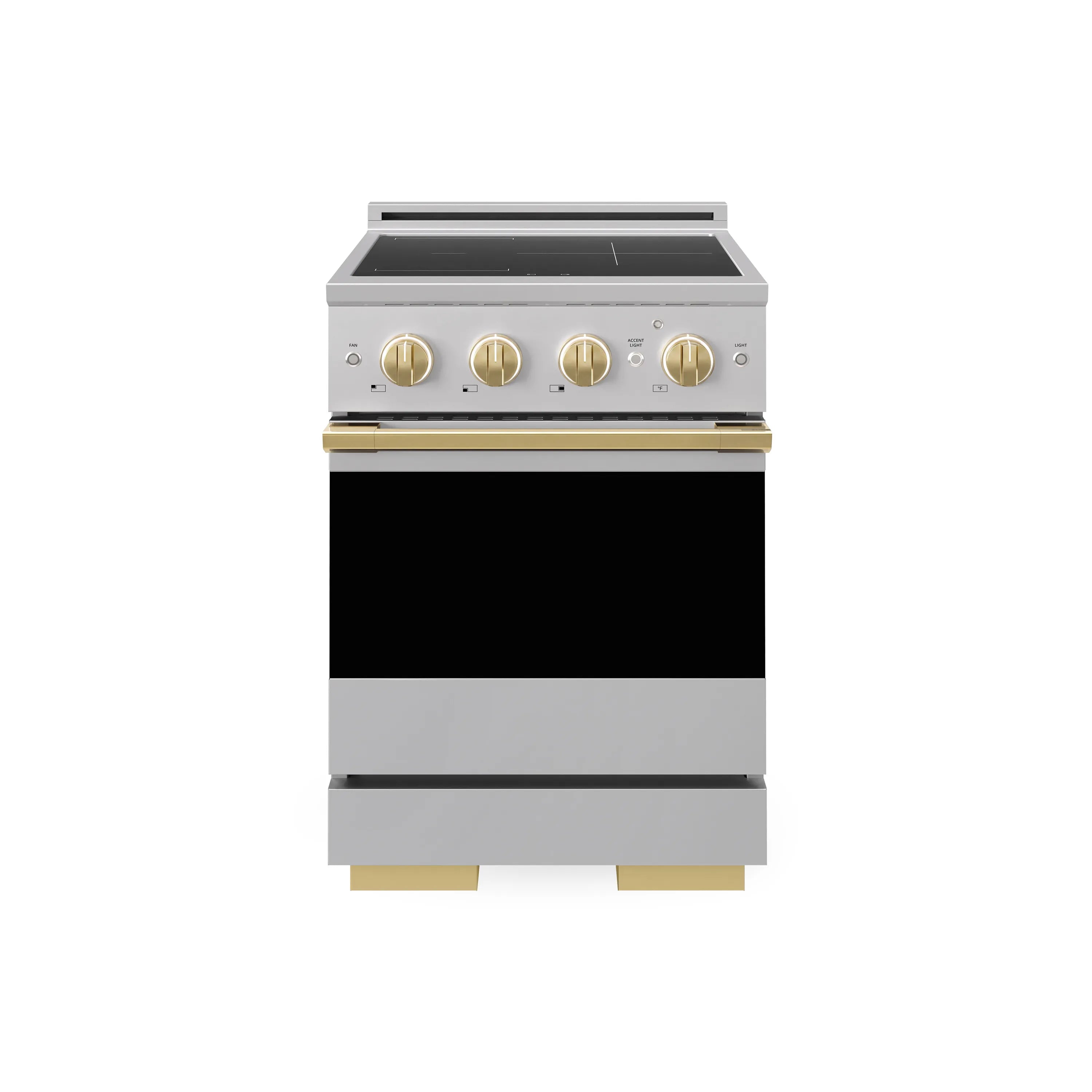 ZLINE Autograph Edition 24-Inch 3.2 cu. ft. Marino Induction Range with 3 Element Cooktop and Electric Convection Oven in Stainless Steel with Polished Gold Accents (MINRZ-24-G)