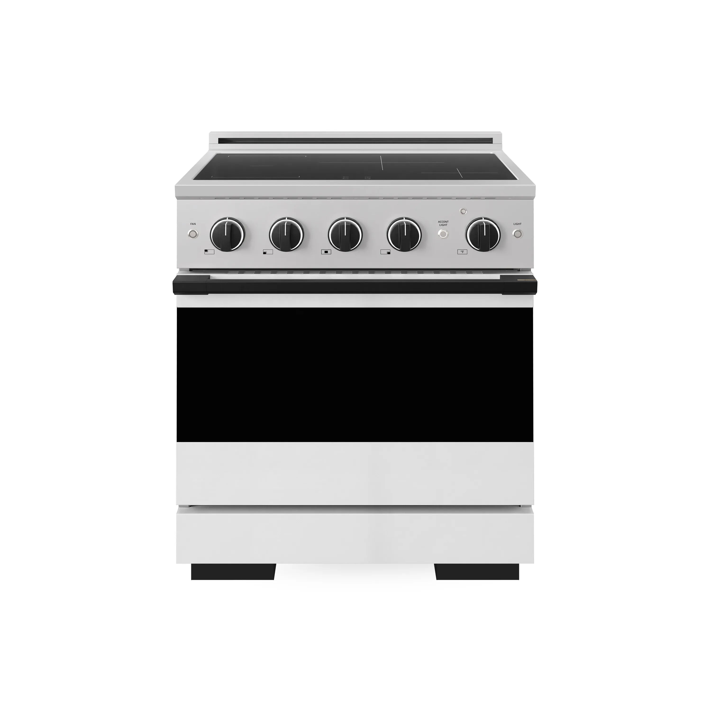 ZLINE Autograph Edition 30-Inch 4.2 cu. ft. Marino Induction Range with 4 Element Cooktop and Electric Convection Oven in Stainless Steel with White Matte Door and Matte Black Accents (MINRZ-WM-30-MB)