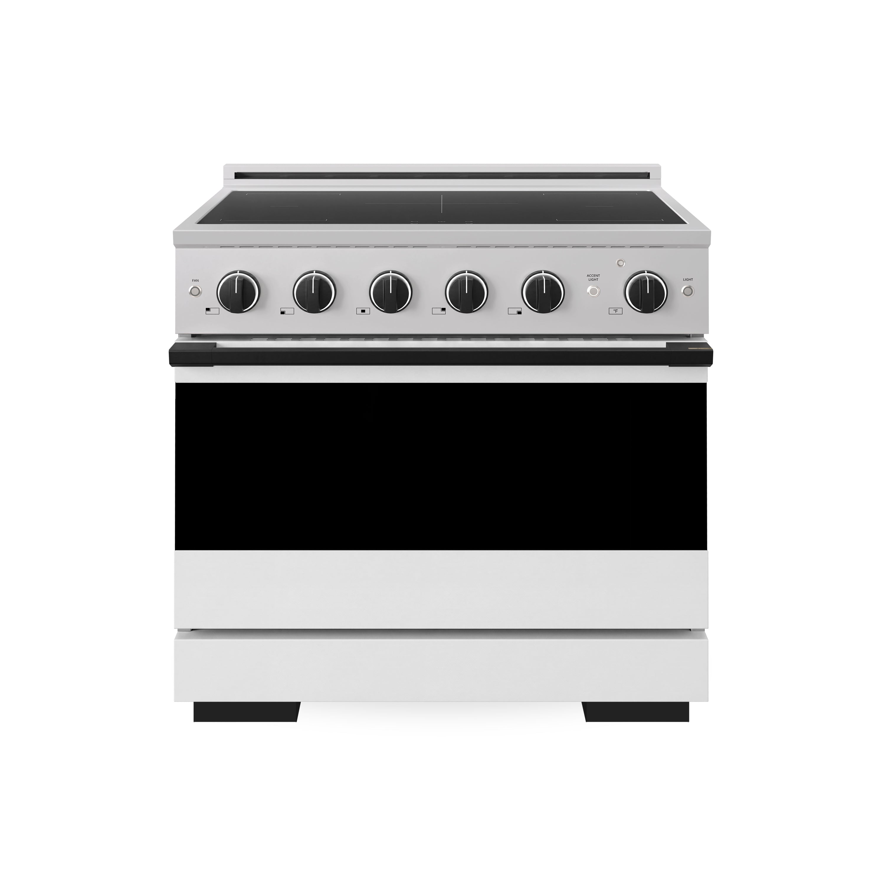 ZLINE Autograph Edition 36-Inch 5.2 cu. ft. Marino Induction Range with 5 Element Cooktop and Electric Convection Oven in Stainless Steel with White Matte Door and Matte Black Accents (MINRZ-WM-36-MB)