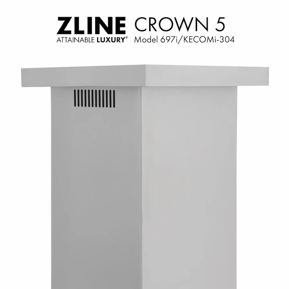 Crown molding accessory for range hood with vent grille, light gray