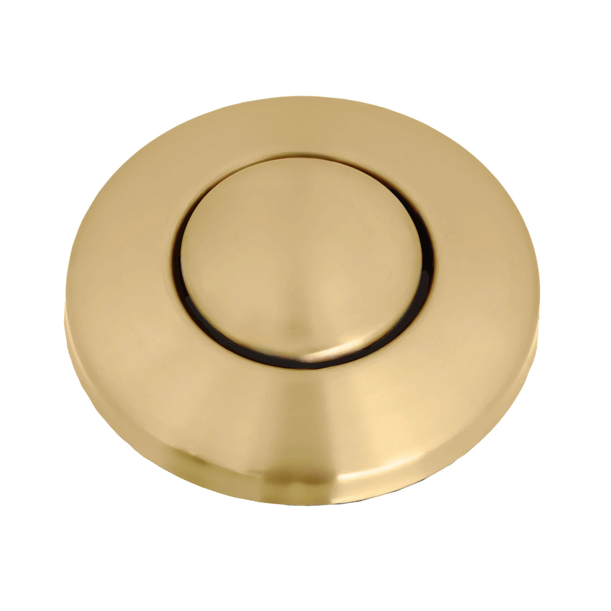 Polished gold air switch button with round black inlay, flat top