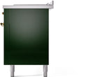 ILVE Nostalgie II 60-Inch Propane Gas Dual Fuel Range with 7 Burners, Griddle, & French Top with Triple Glass Door Oven in Emerald Green with Brass Trim (UP60FSNMPEGGLP)