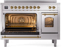 ILVE Nostalgie II 48-Inch Limited Edition Induction Range in Stainless Steel with Brass Trim (UPI486NMPSSG)
