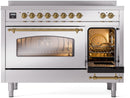 ILVE Nostalgie II 48-Inch Limited Edition Induction Range in Stainless Steel with Brass Trim (UPI486NMPSSG)