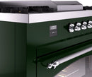 ILVE Nostalgie II 60-Inch Natural Gas Dual Fuel Range with 7 Burners, Griddle, & French Top with Triple Glass Door Oven in Emerald Green with Chrome Trim (UP60FSNMPEGC)