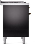 ILVE Nostalgie II 40-Inch Dual Fuel Freestanding Range in Glossy Black with Bronze Trim (UPD40FNMPBKBLP)