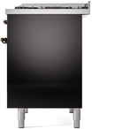 ILVE Nostalgie II 40-Inch Freestanding Natural Gas Dual Fuel Range in Glossy Black with Bronze Trim (UPD40FNMPBKB)