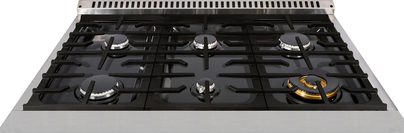 Forte 36" Freestanding Natural Gas Range with 5 Sealed Burners in Stainless Steel with Brass Trim (FGR366BSSBR)