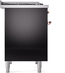 ILVE Nostalgie II 40-Inch Freestanding Natural Gas Dual Fuel Range in Glossy Black with Copper Trim (UPD40FNMPBKP)