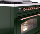 ILVE Nostalgie II 36-Inch Dual Fuel Freestanding Range in Emerald Green with Copper Trim (UP36FNMPEGPLP)